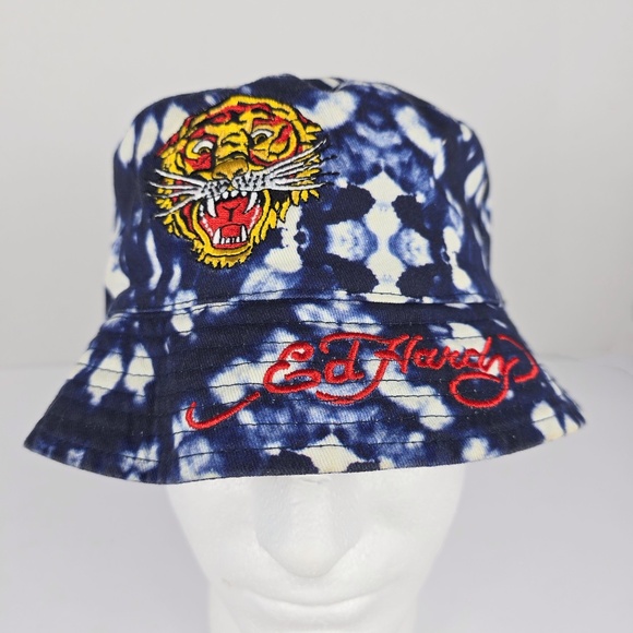 Ed Hardy Accessories - Ed Hardy Adult Reversible Bucket Hat Tiger Print Foldable Packable Size S/M